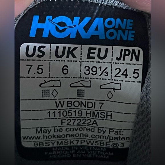 Hoka One One Bondi 7 CUSHIONED Womens Size 7.5 Running Shoes Sneakers Gray - Picture 13 of 14